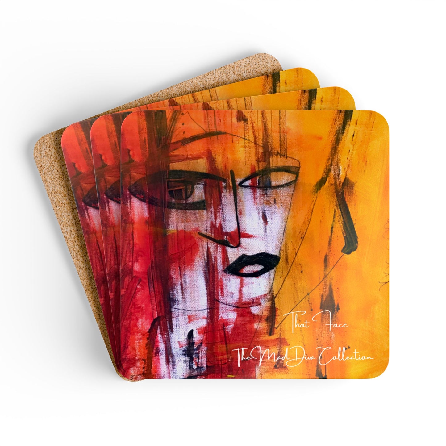 That Face from The Mad Diva Collection -Corkwood Coaster Set
