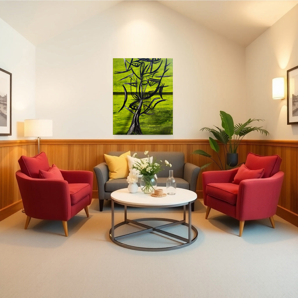 The Whispering Elm ,Canvas Print - Abstract Tree Art for Contemporary Wall Decor