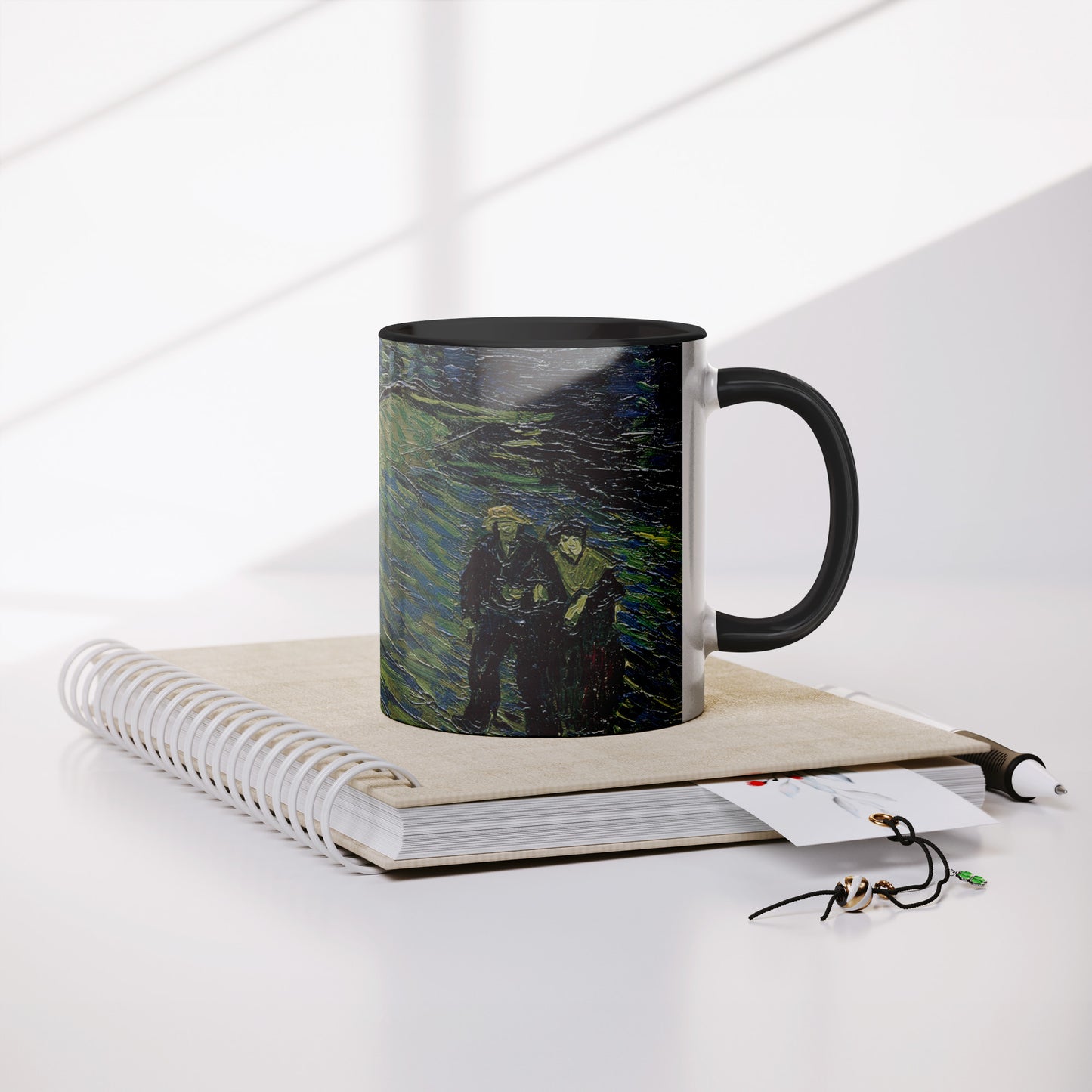Starry Night Van Gogh Mug, Two-Tone Coffee Cup, Art Lover Gift, Unique Kitchen Decor, 11oz Ceramic Tea Mug, Astronomy Theme Drinkware