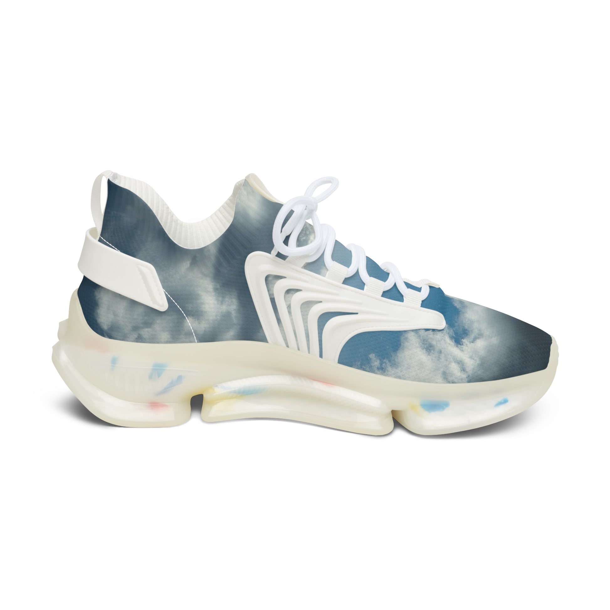 Cloud Design- Women's Mesh Sneakers, fab with denim jeans