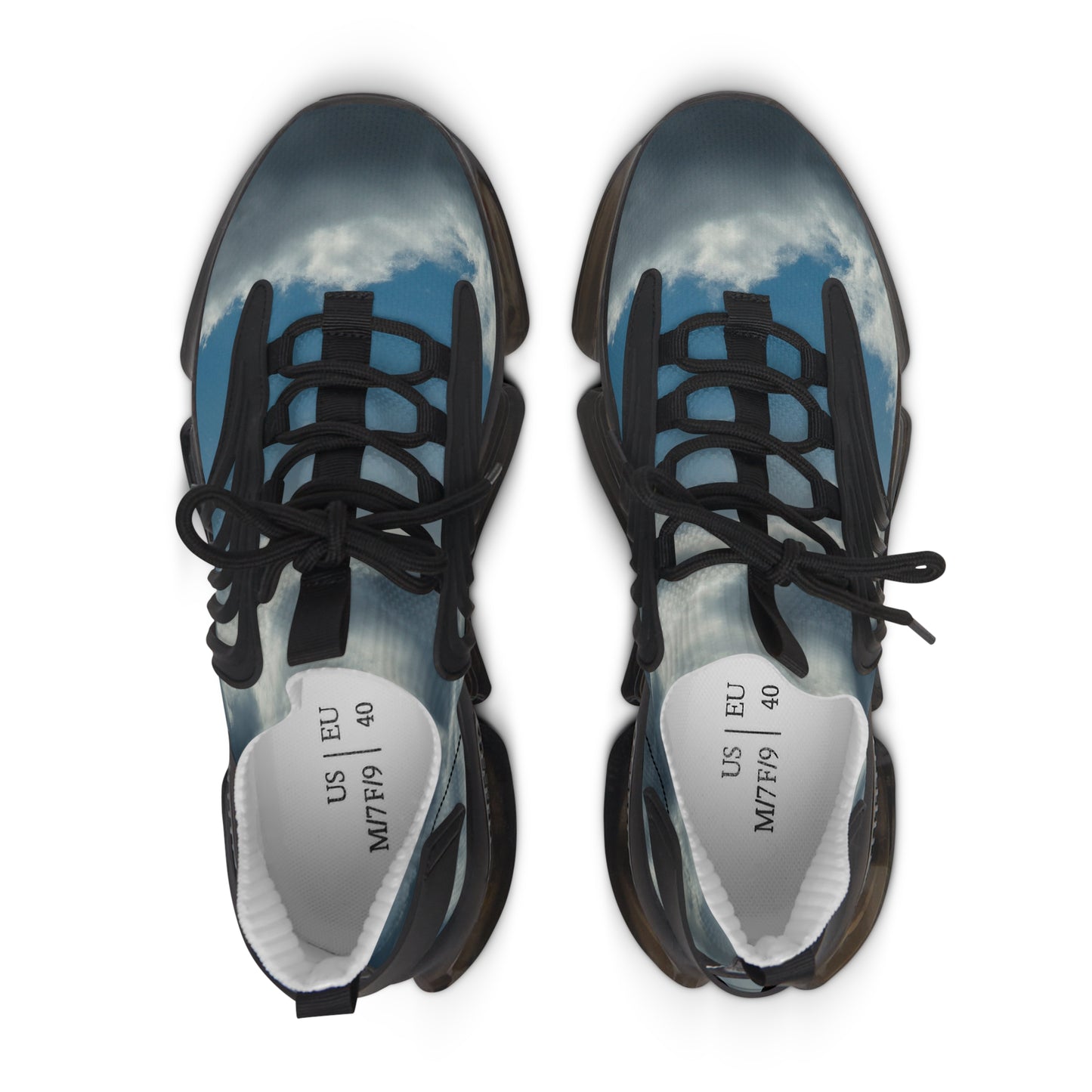 Cloud Design - Women's Mesh Sneakers fab with denim jeans