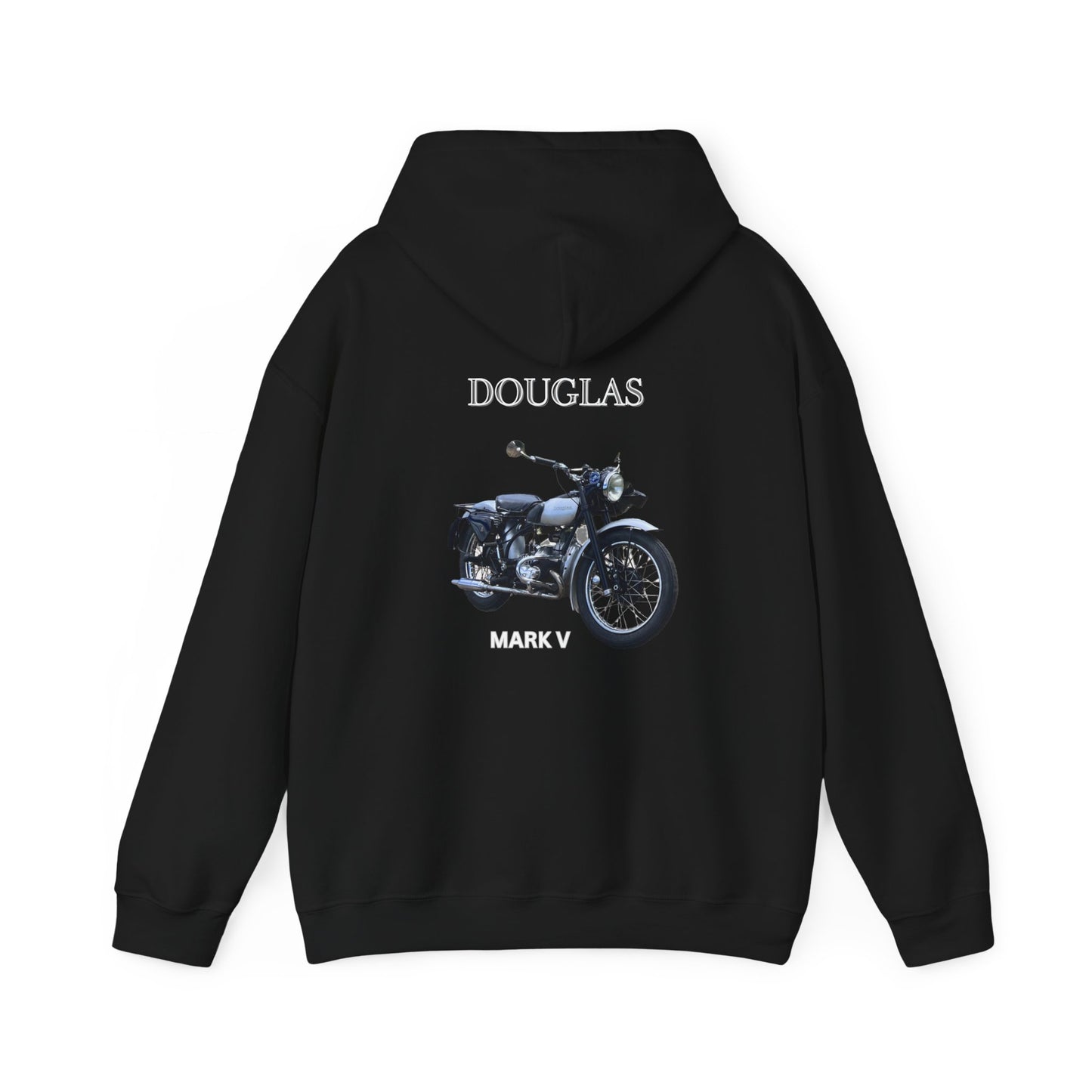 Douglas Mark V -T Hoodie Black, Unisex Heavy Cotton, Classic Motorcycles, Gift for Dad, Grandad, Old Motorbikes,