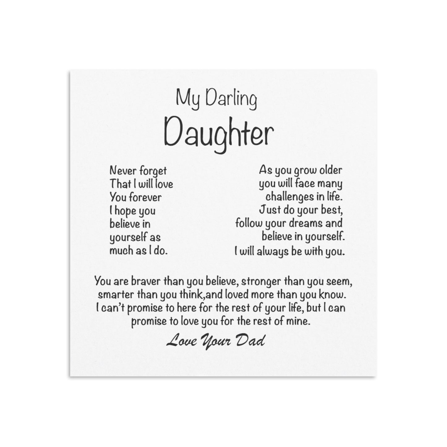 Love you Daughter from your Dad -Twin Hearts Necklace
