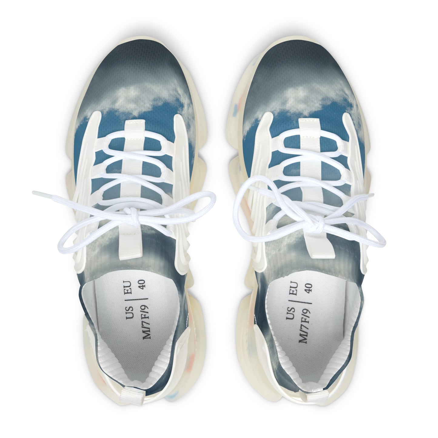 Cloud Design- Women's Mesh Sneakers, fab with denim jeans