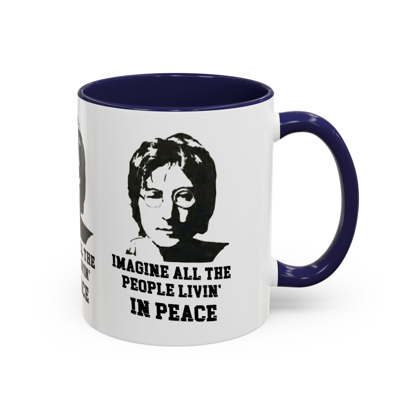 Peaceful Vibes Accent Coffee Mug, John Lennon Quote Mug, Imagine Coffee Cup, Gift for Music Lovers, Inspirational Quote Mug, Minimalist