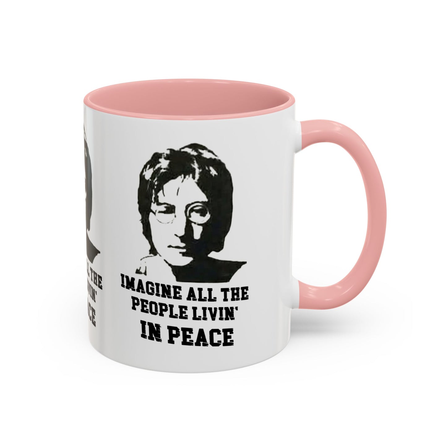 Peaceful Vibes Accent Coffee Mug, John Lennon Quote Mug, Imagine Coffee Cup, Gift for Music Lovers, Inspirational Quote Mug, Minimalist