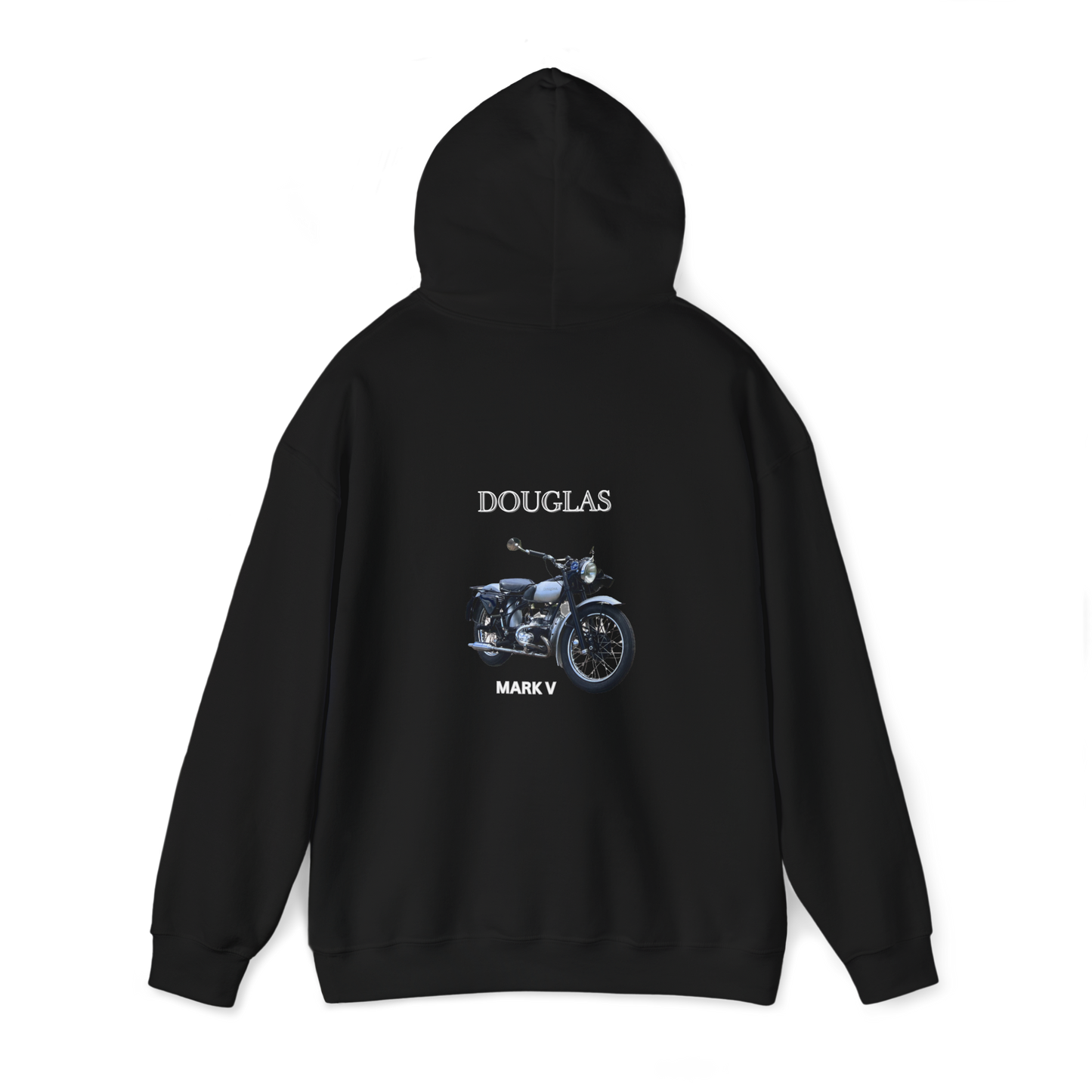 Douglas Mark V -T Hoodie Black, Unisex Heavy Cotton, Classic Motorcycles, Gift for Dad, Grandad, Old Motorbikes,
