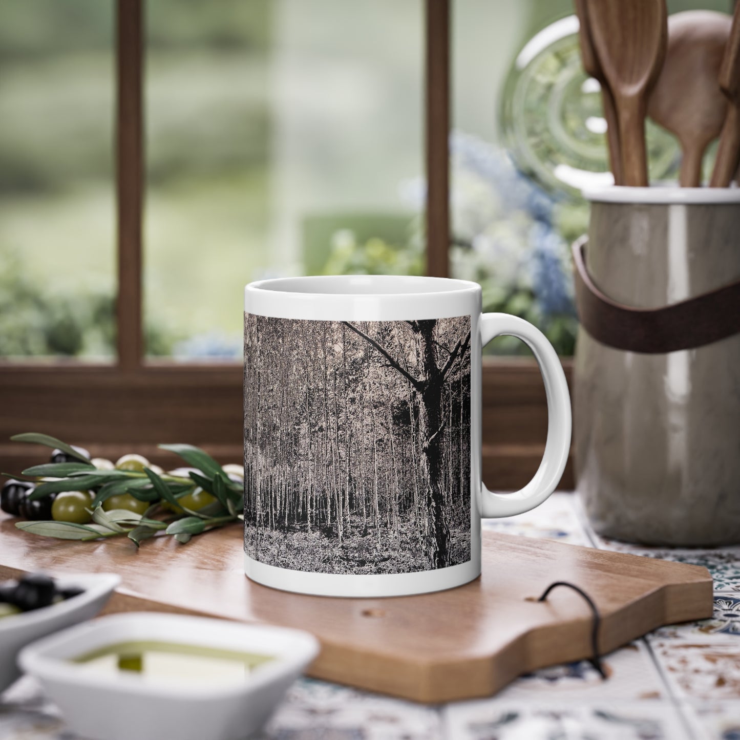 The Forest Black & White Mug Original artwork by Philip Durell