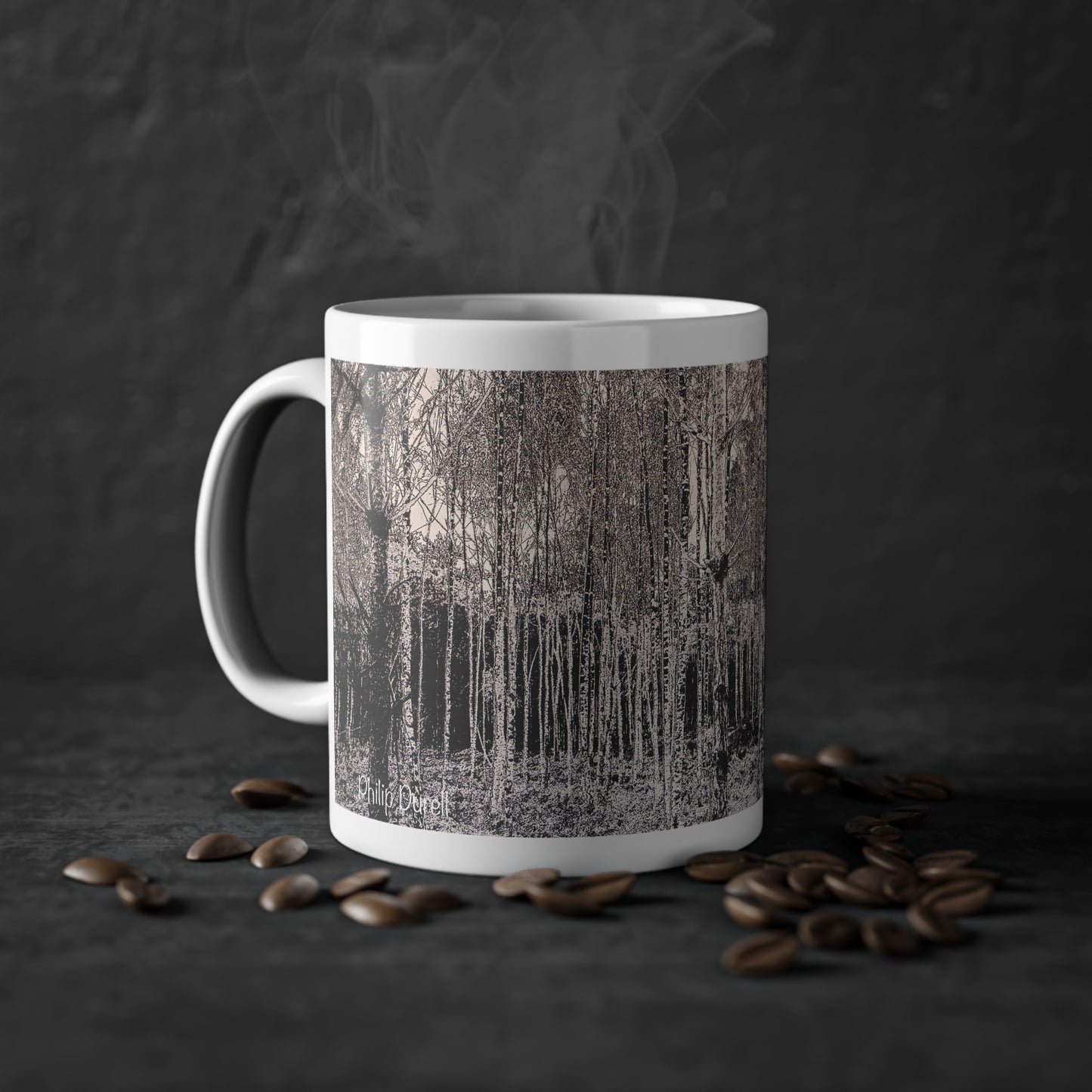 The Forest Black & White Mug Original artwork by Philip Durell