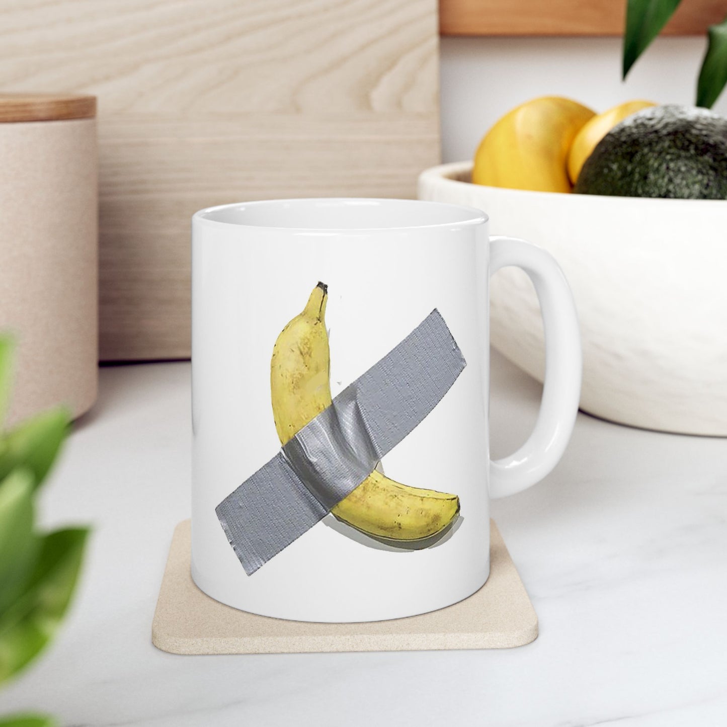 Banana Art 6 Million dollars, Ceramic Mug, Unique Coffee Cup, Art Lover Gift, Kitchen Decor, Novelty Tea Mug, Funny Banana Design