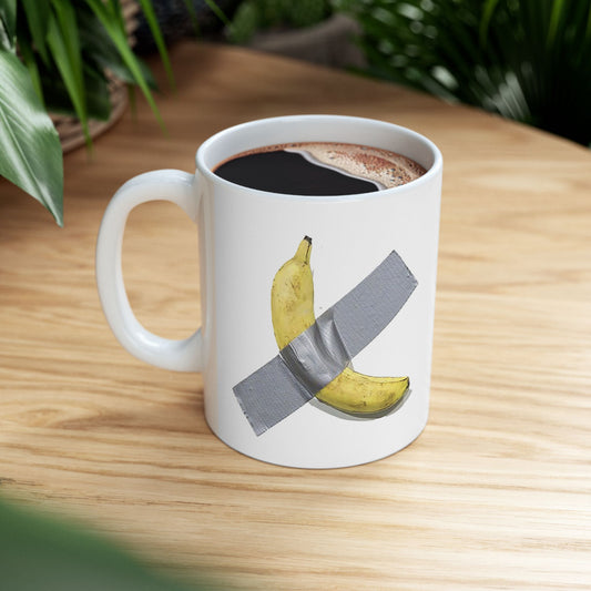 Banana Art 6 Million dollars, Ceramic Mug, Unique Coffee Cup, Art Lover Gift, Kitchen Decor, Novelty Tea Mug, Funny Banana Design