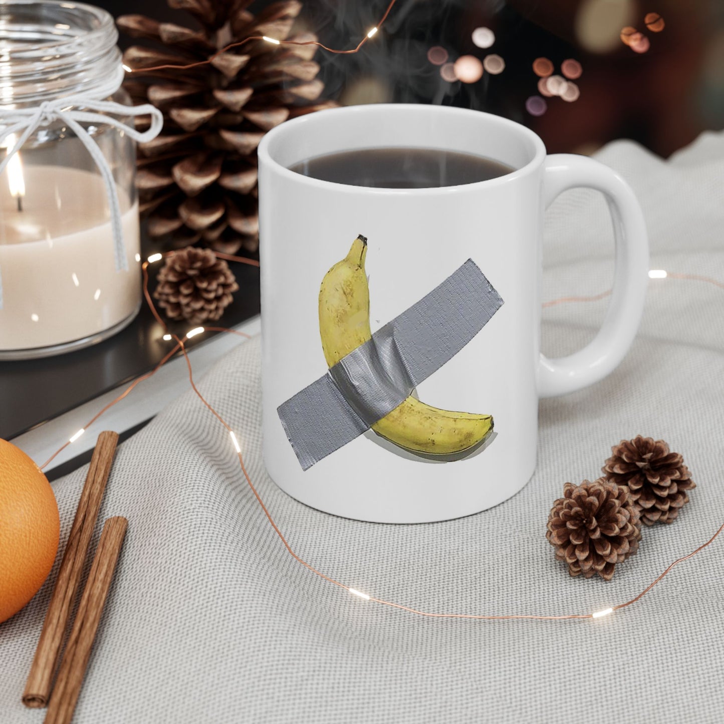 Banana Art 6 Million dollars, Ceramic Mug, Unique Coffee Cup, Art Lover Gift, Kitchen Decor, Novelty Tea Mug, Funny Banana Design