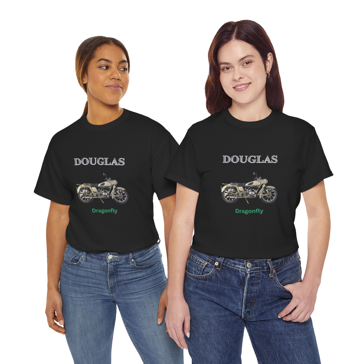 Douglas Dragonfly T Shirt Black, Unisex Cotton, Classic Motorcycles, Gift for Dad, Grandad, Old Motorbikes,