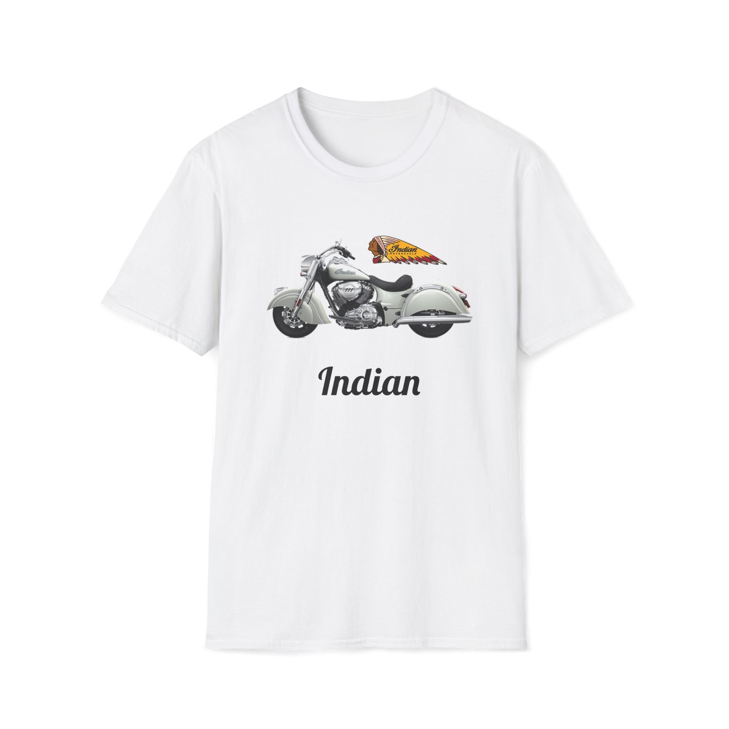 Indian Chief Classic Motorcycle T Shirt White Unisex Softstyle T-Shirt