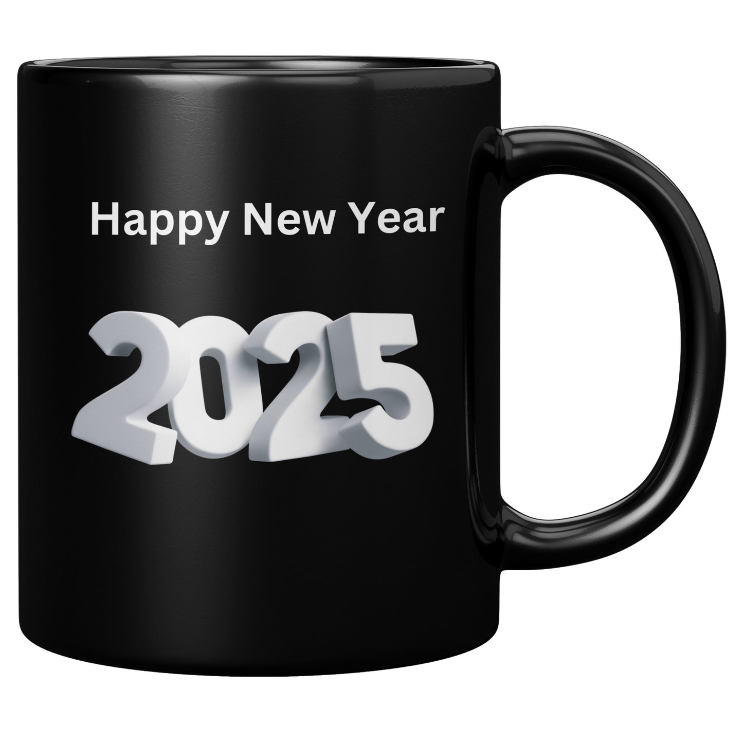 Mug, Happy New Year 2025, New Year Gift, Holiday Mug, Black Coffee Cup, Year 2025 Celebration, 11oz Mug