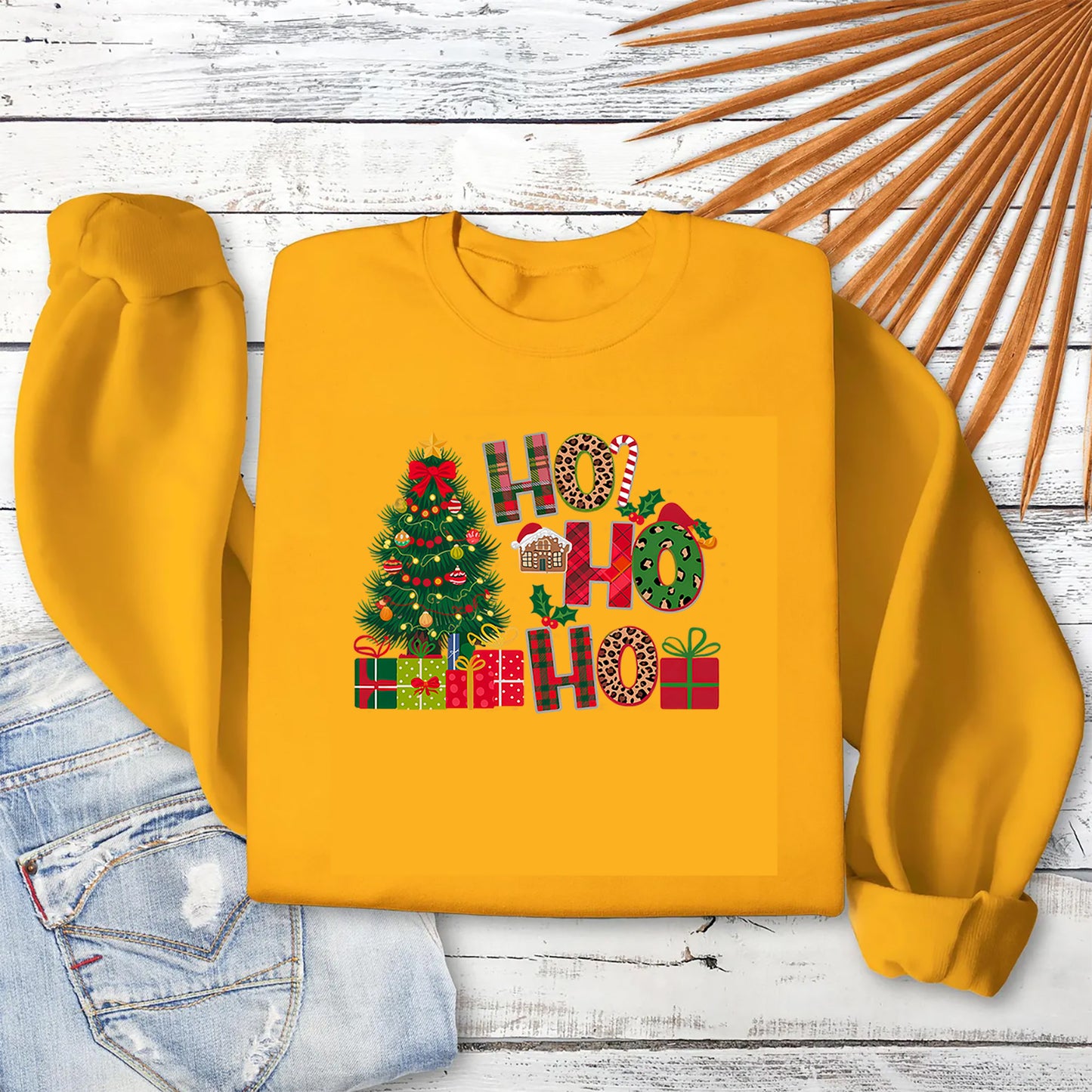 Ho Ho Ho Merry Christmas Sweatshirt, Holiday Crewneck Jumper, Xmas Pullover, Festive Winter Apparel, Cozy Christmas Gift
