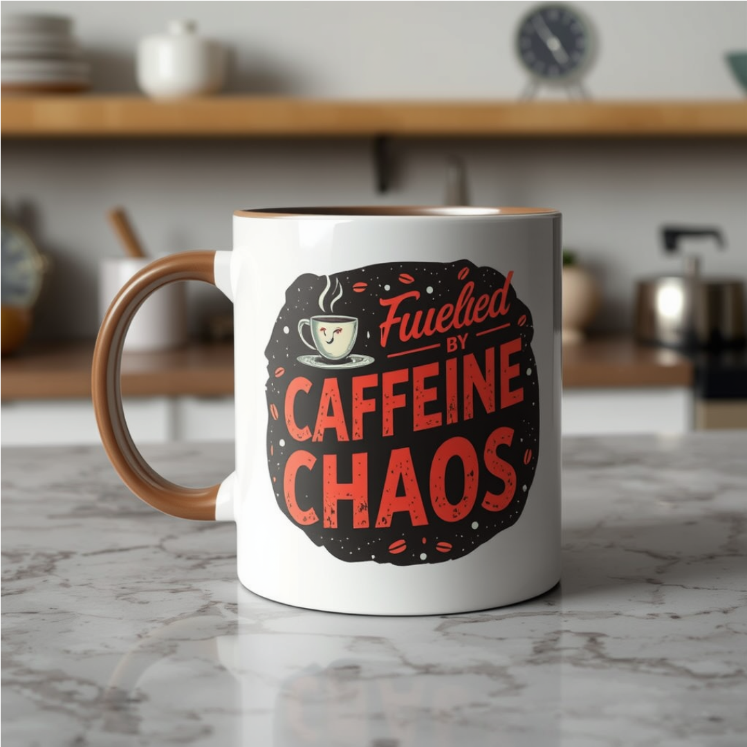 Fuelled by Caffeine Mug, Fuel Your Day, One Sip at a Time, Caffeine The Real MVP — Sip Accordingly Stay Fuelled,Stay Fuelled. Stay Focused.