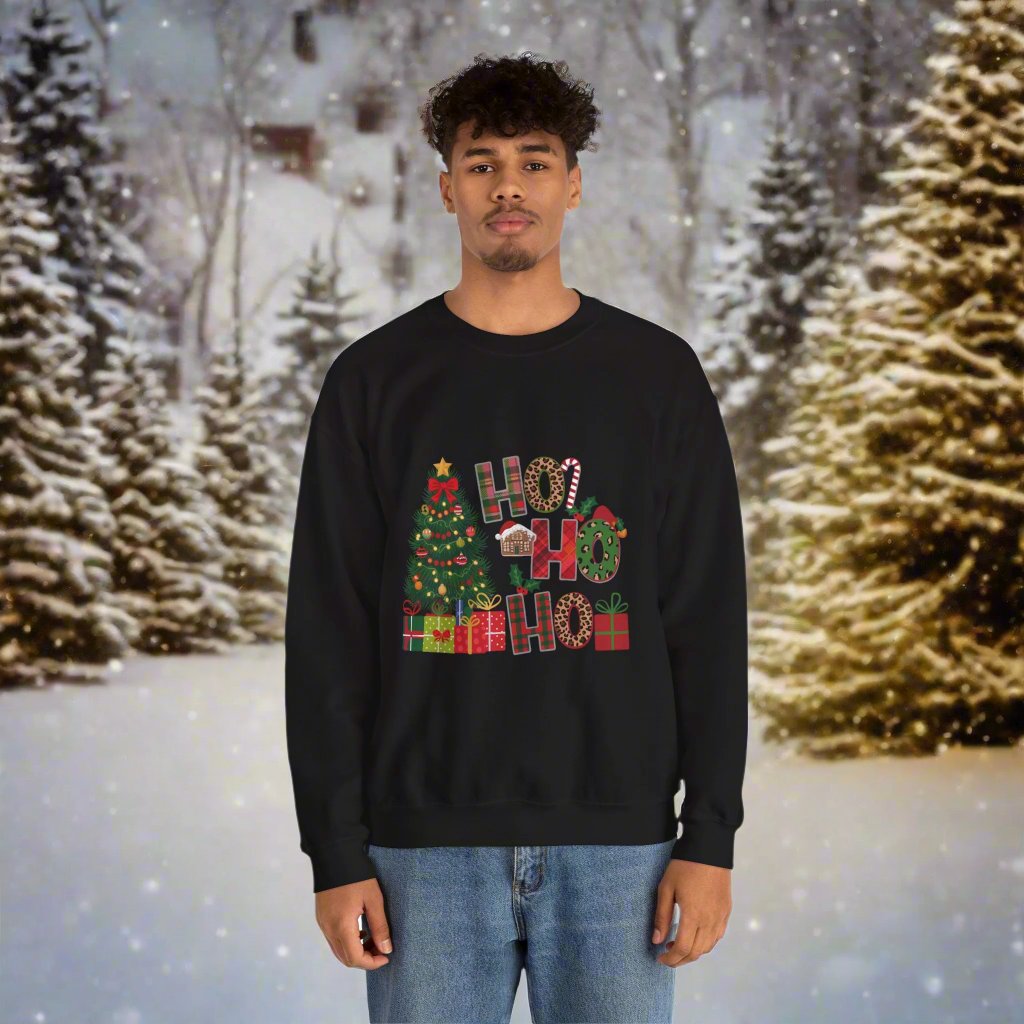 Ho Ho Ho Merry Christmas Sweatshirt, Holiday Crewneck Jumper, Xmas Pullover, Festive Winter Apparel, Cozy Christmas Gift
