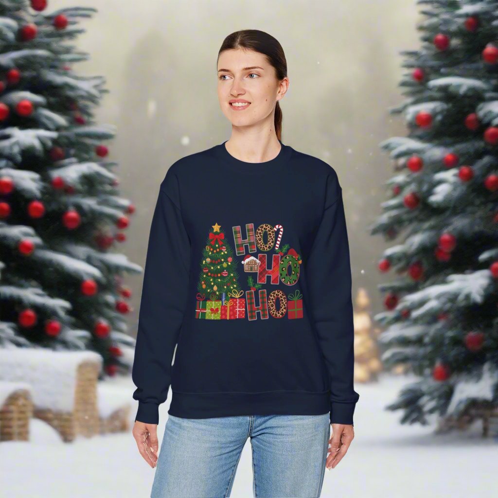 Ho Ho Ho Merry Christmas Sweatshirt, Holiday Crewneck Jumper, Xmas Pullover, Festive Winter Apparel, Cozy Christmas Gift
