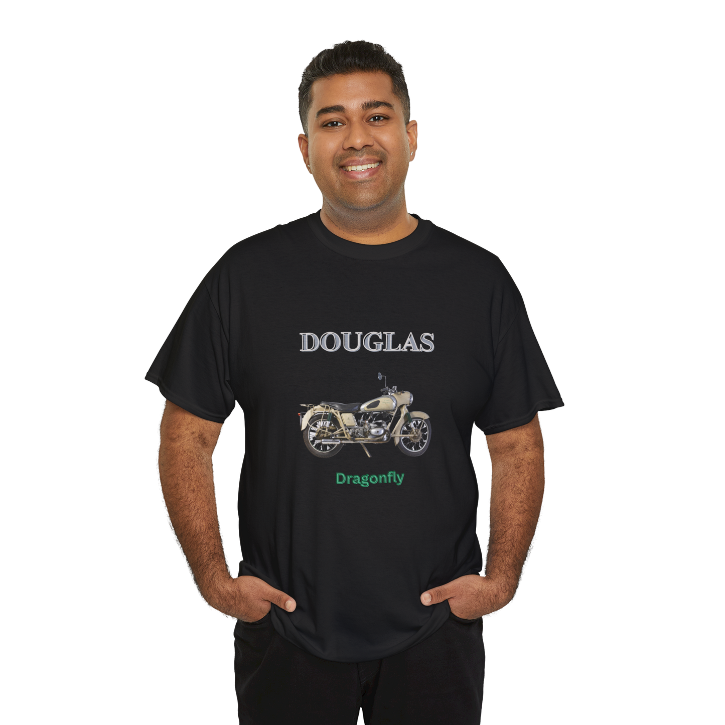 Douglas Dragonfly T Shirt Black, Unisex Cotton, Classic Motorcycles, Gift for Dad, Grandad, Old Motorbikes,