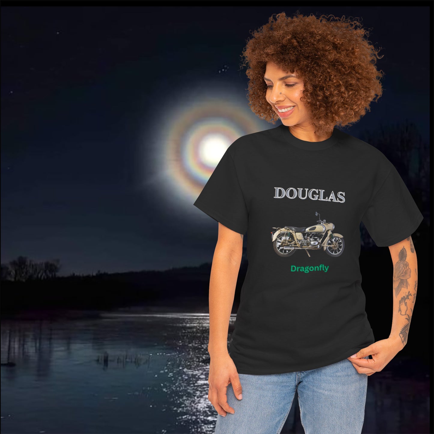 Douglas Dragonfly T Shirt Black, Unisex Cotton, Classic Motorcycles, Gift for Dad, Grandad, Old Motorbikes,