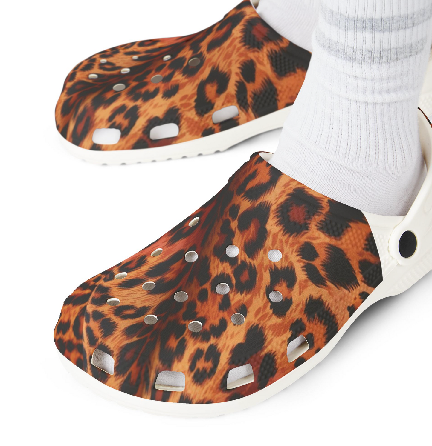 Leopard Skin Crocs, Rubber Clogs, Animal Print Shoes, Casual Footwear, Comfortable Sandals, Slip-on Slides