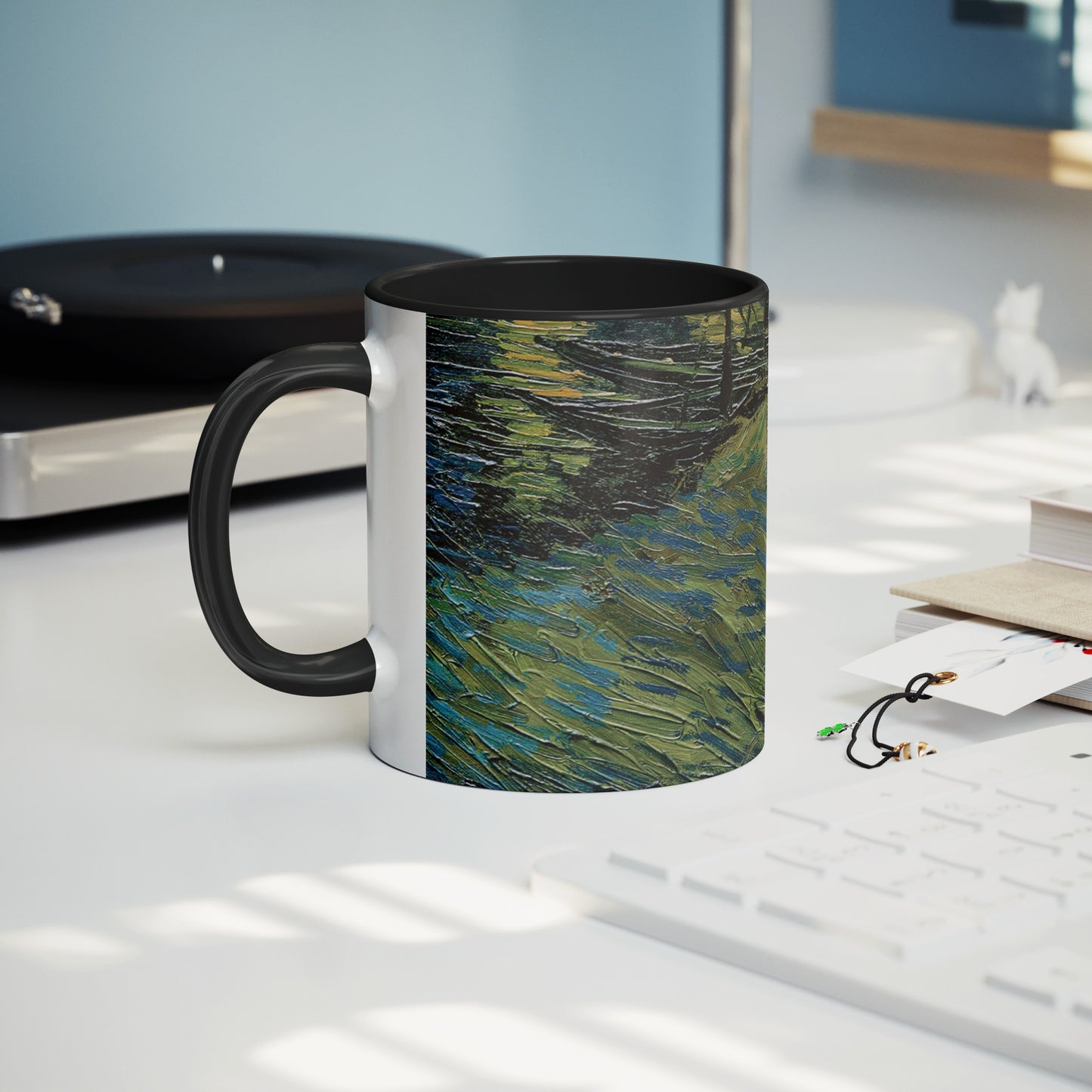 Starry Night Van Gogh Mug, Two-Tone Coffee Cup, Art Lover Gift, Unique Kitchen Decor, 11oz Ceramic Tea Mug, Astronomy Theme Drinkware