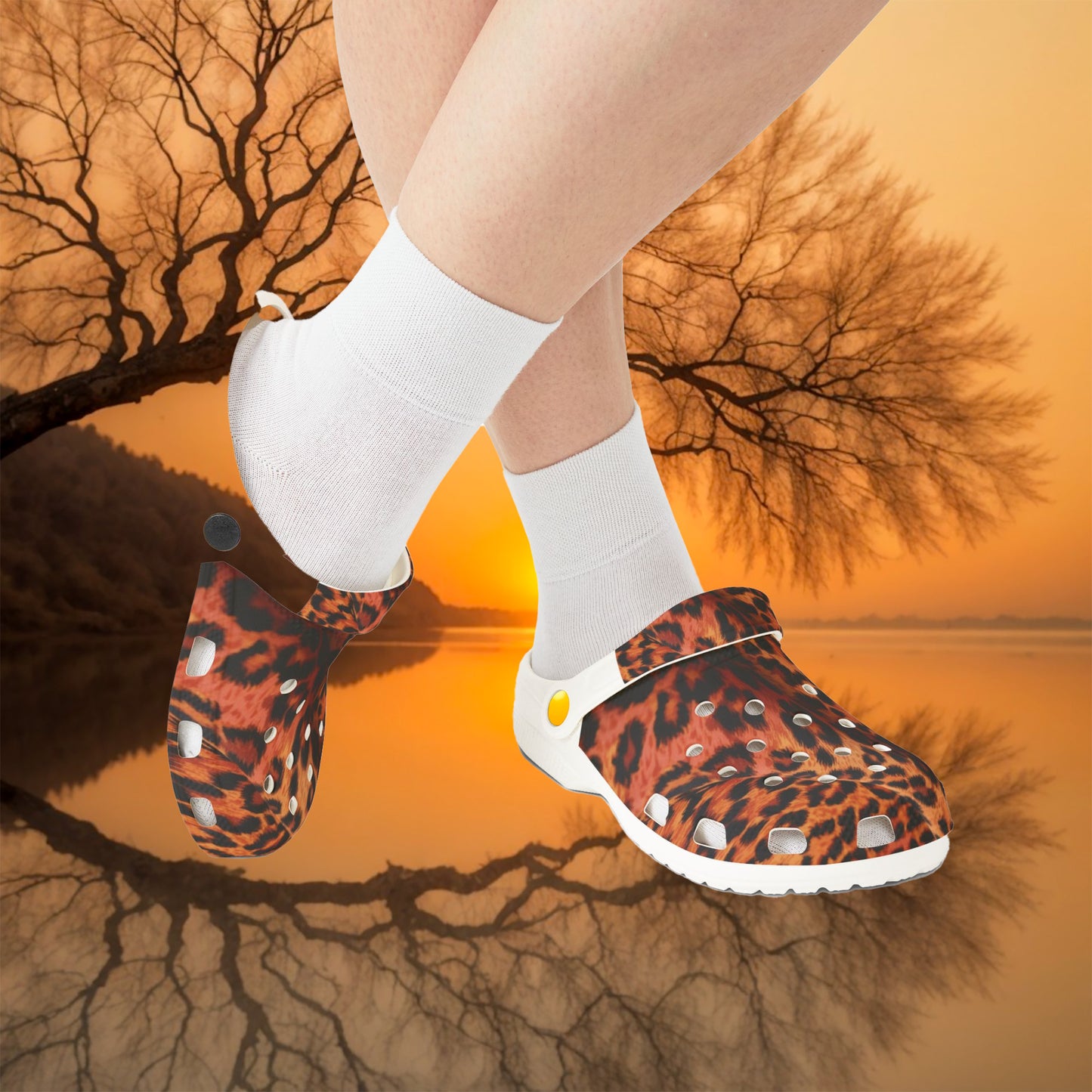 Leopard Skin Crocs, Rubber Clogs, Animal Print Shoes, Casual Footwear, Comfortable Sandals, Slip-on Slides
