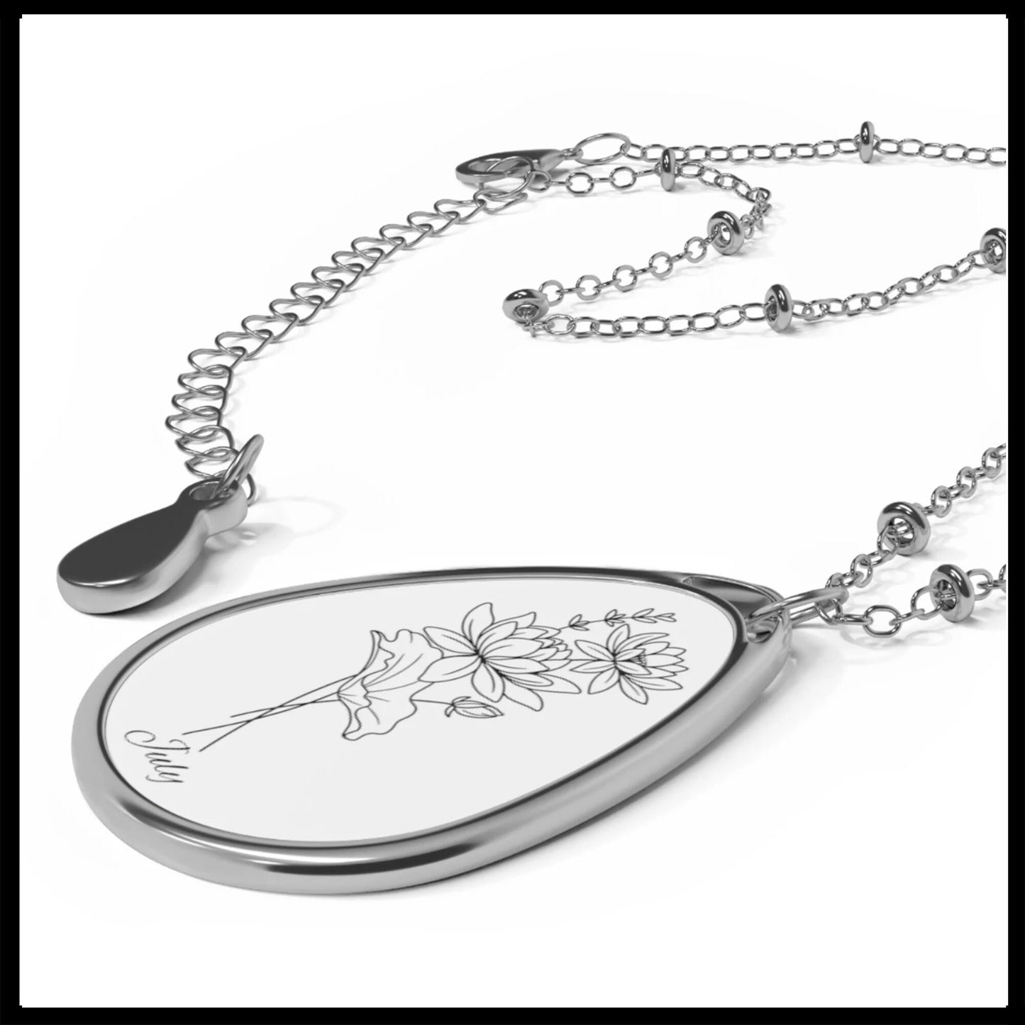 March, Birth Flower, Oval Necklace, Daffodil ,birthday gift, love  necklace,flower necklace,birthday gift,for born in March,flower type