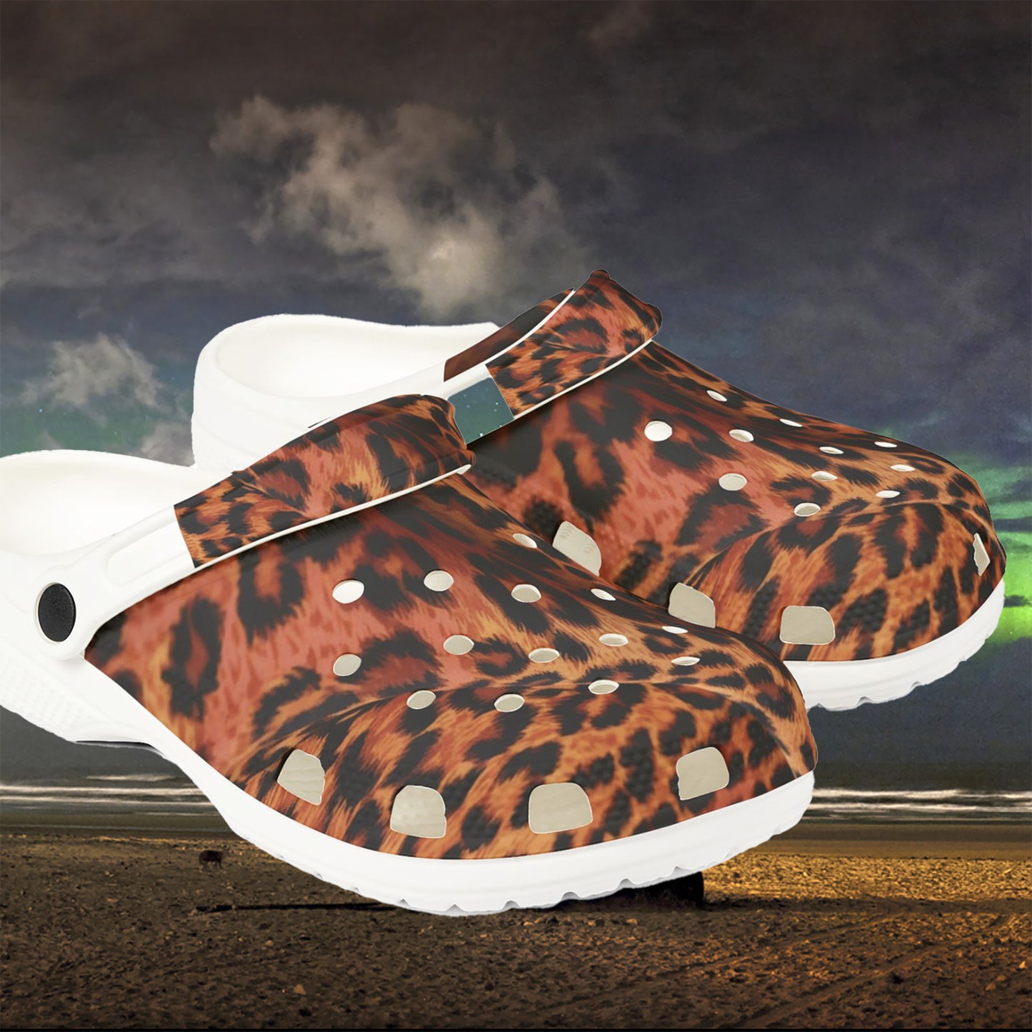 Leopard Skin Crocs, Rubber Clogs, Animal Print Shoes, Casual Footwear, Comfortable Sandals, Slip-on Slides