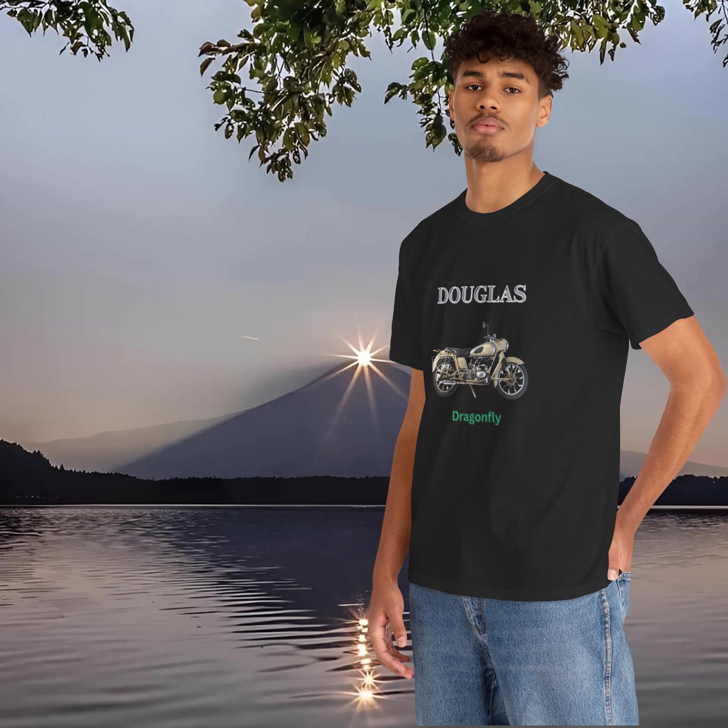 Douglas Dragonfly T Shirt Black, Unisex Cotton, Classic Motorcycles, Gift for Dad, Grandad, Old Motorbikes,