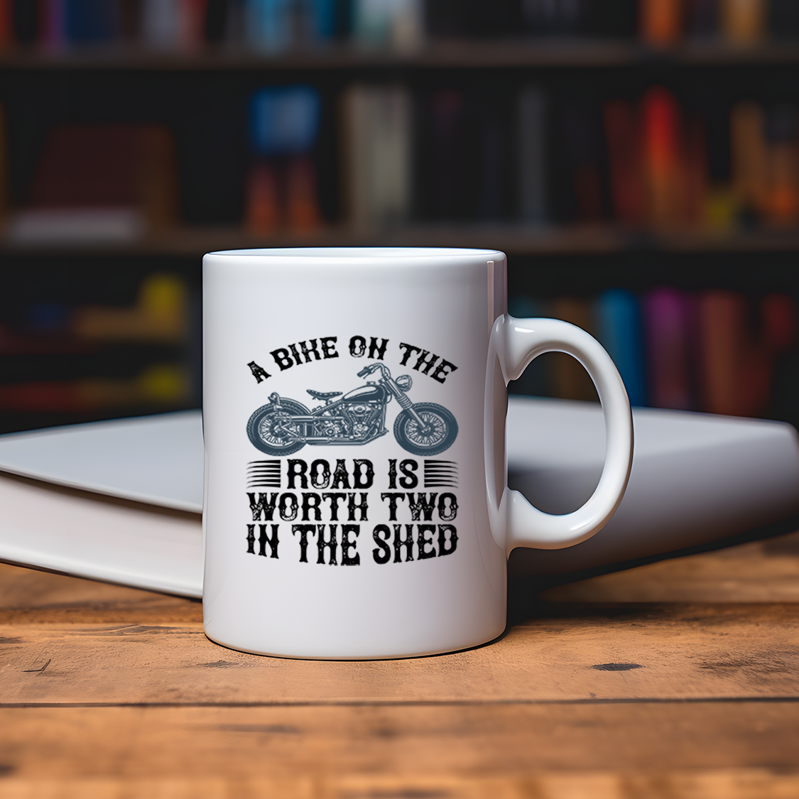A Bike on the Road 11oz White Mug – Perfect for Cycling Enthusiasts! -
