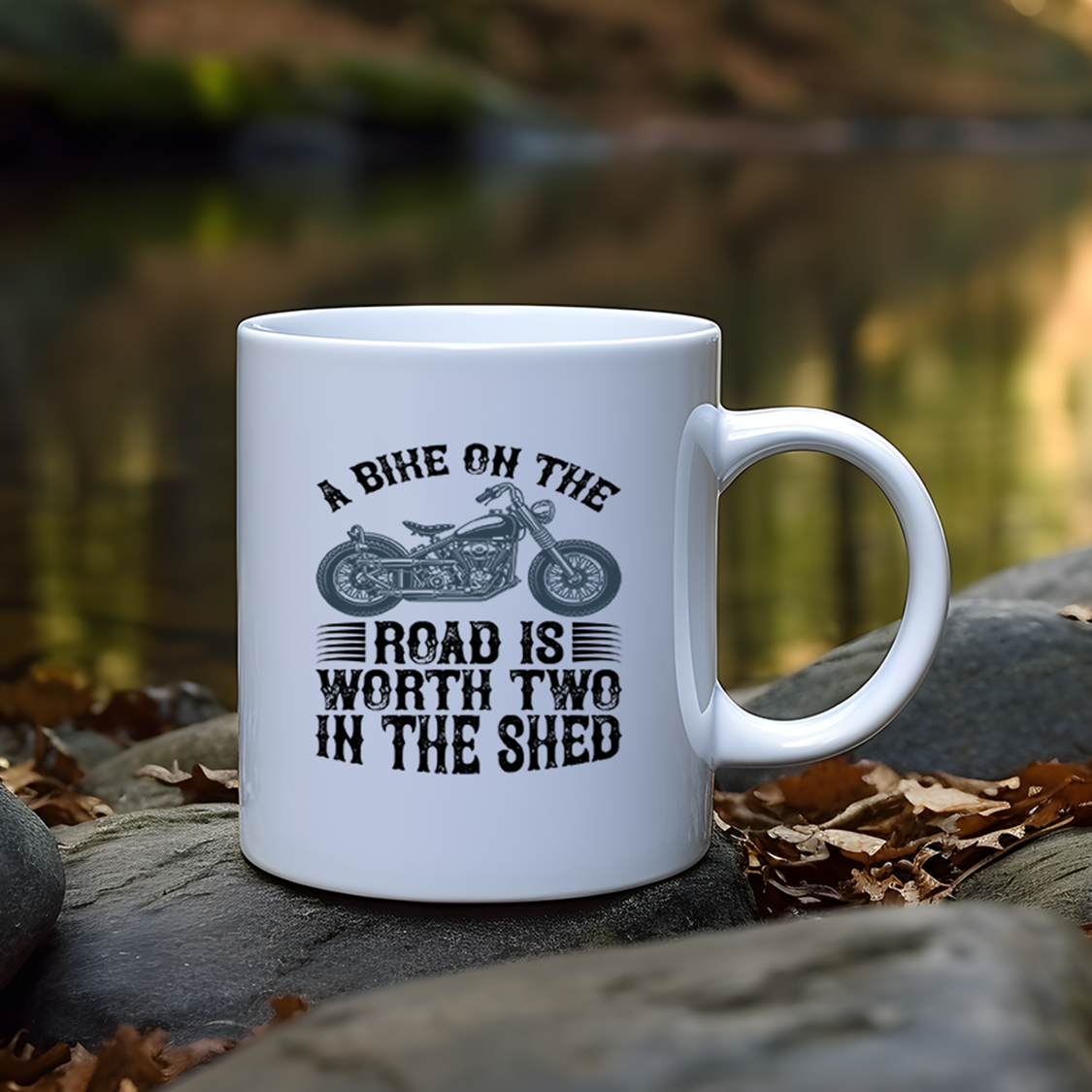 A Bike on the Road 11oz White Mug – Perfect for Cycling Enthusiasts! -