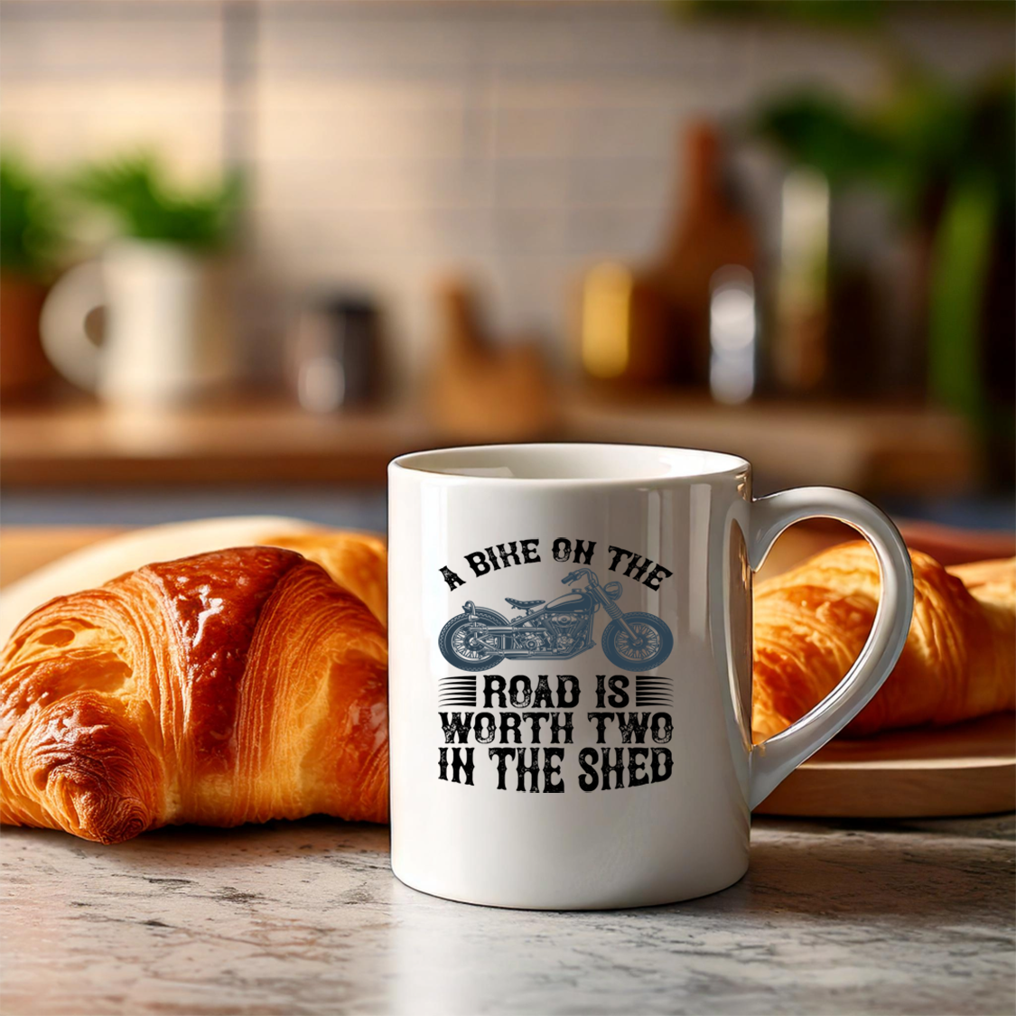 A Bike on the Road 11oz White Mug – Perfect for Cycling Enthusiasts! -